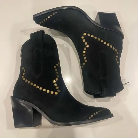 Zadig & Voltaire Cara High Suede studded ankle boots  New - Picture 13 of 13